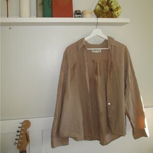 Orvis Tan Pinstripe Shirt